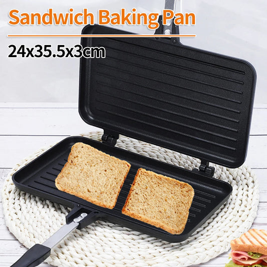 Double Side Bread Frying Pan Non Stick Barbecue Plate Sandwich Toaster Mold Heat-resistant Toastie Waffle Pancake Kitchen Tools
