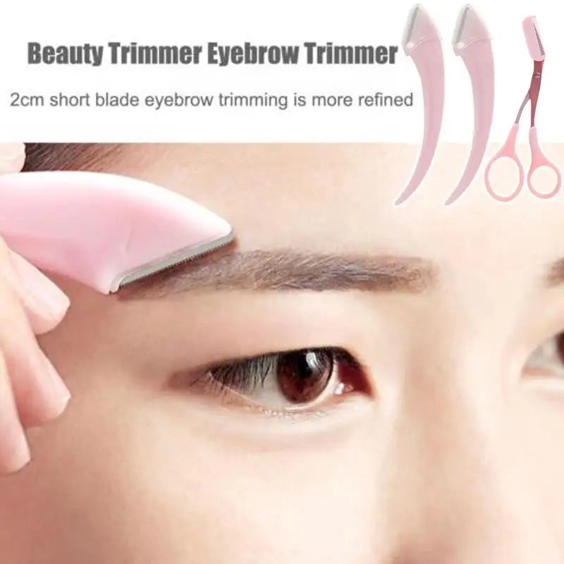 Eyebrow Trimmer Kit Facial Razor Eyebrow For Woman Professional Eyebrow Hair Removal Scissors With Comb Brow Trimming Tool