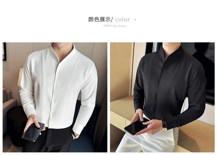 Shirts Men Dress Spring High Quality Shirts Slim Men's Business Formal Social Long Sleeve Men Casual Chemise Homme Tuxedo Shirts