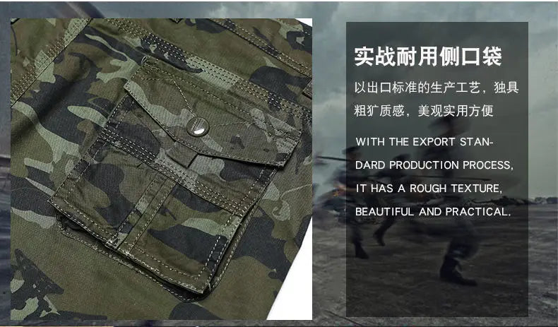 Military Men Camouflage Tactical Cargo Shorts Summer New Y2k Multiple Pockets Loose Big Size Outdoor Sports Knee Lenght Pants