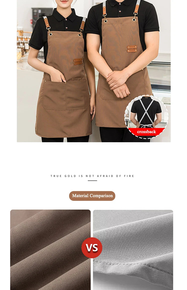 Men's Women's Kitchen Apron Custom Logo Catering Server Work Aprons Nails Hairdressing Mandil Restaurant Cafes Bar Waiter Bibs