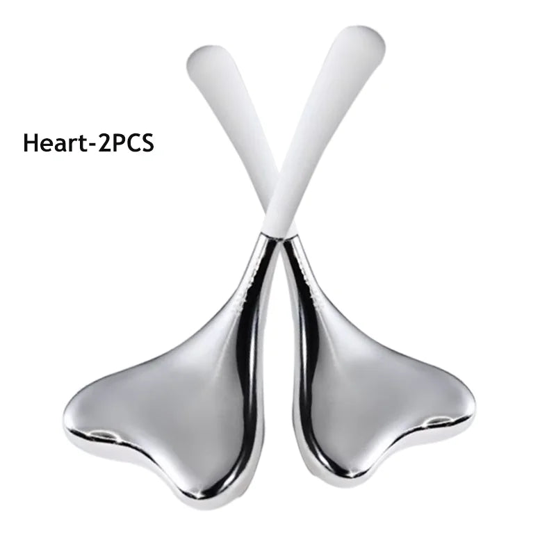 2PCS Ice Globes Spoon Massager Facial Skin Care Freeze Tool Stainless Steel Face Beauty Cryo Roller Cooling Massage Spa Ball
