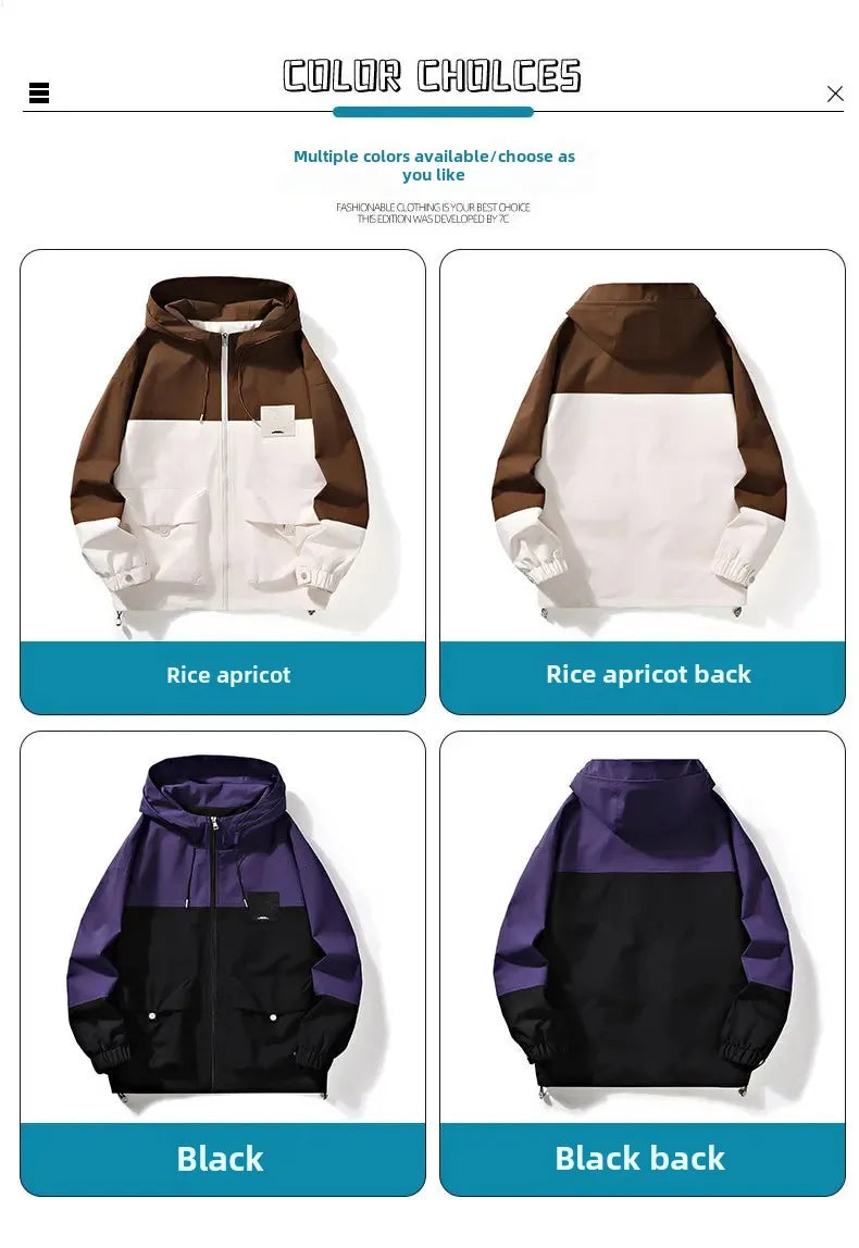 Autumn Men's Trendy Hooded Jacket Casual Versatile Fashion Top Cloth For Spring Autumn Seasons