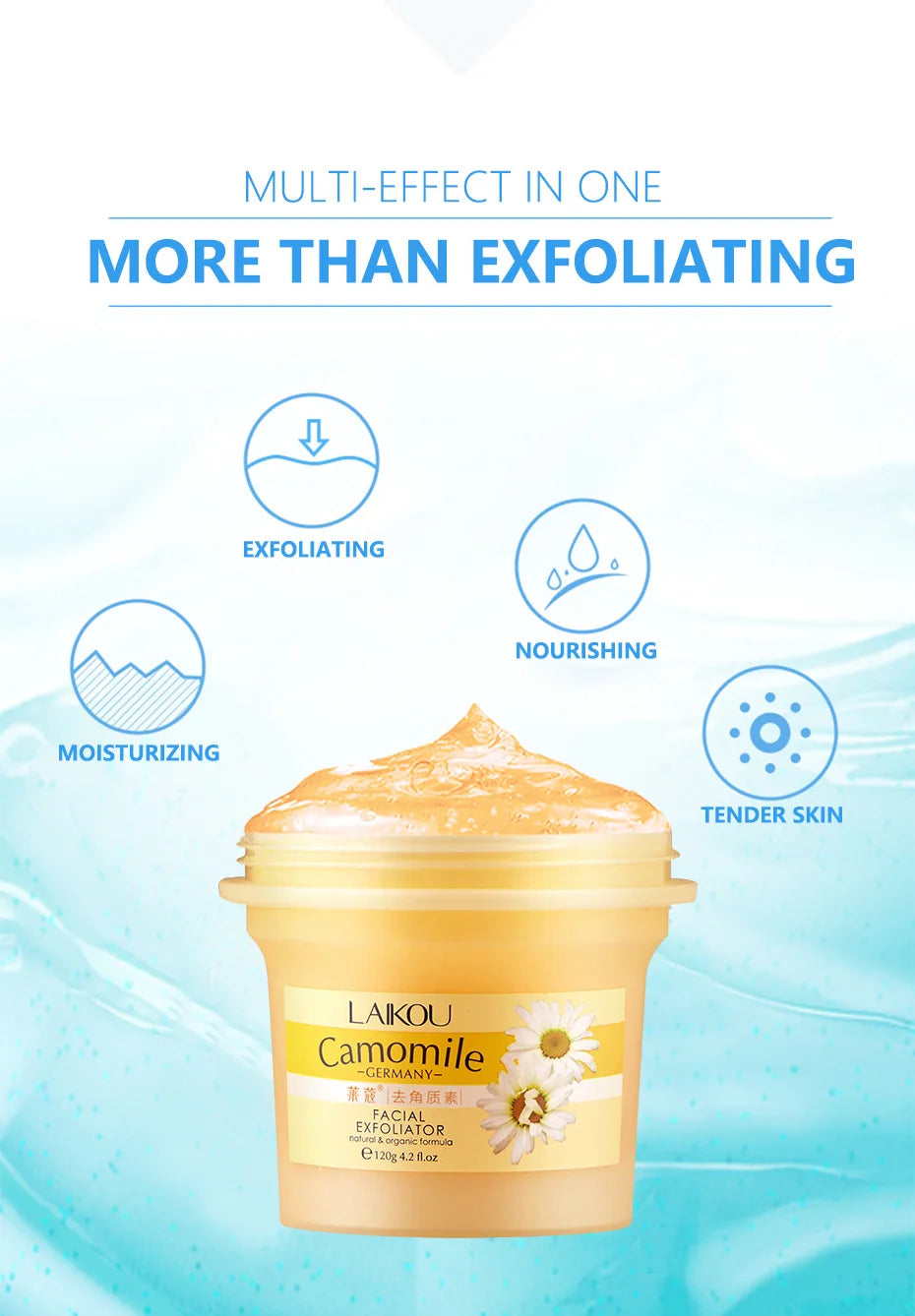 LAIKOU Deep Cleansing Exfoliator Facial Gel Scrub Facial Camomile Germany Skin Care Moisturize Natural Orgonic Bodyexfoliating