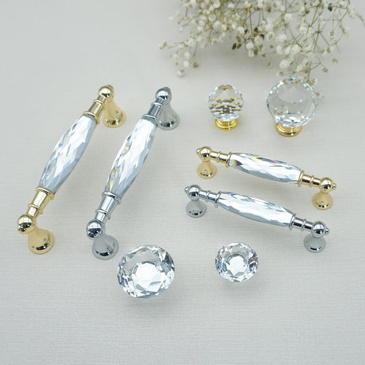 Gold Chrome Cabinet Handles Drawer Single Hole Knobs Luxury Wardrobe Dresser Pulls Modern Kitchen Accessories Furniture Hardware