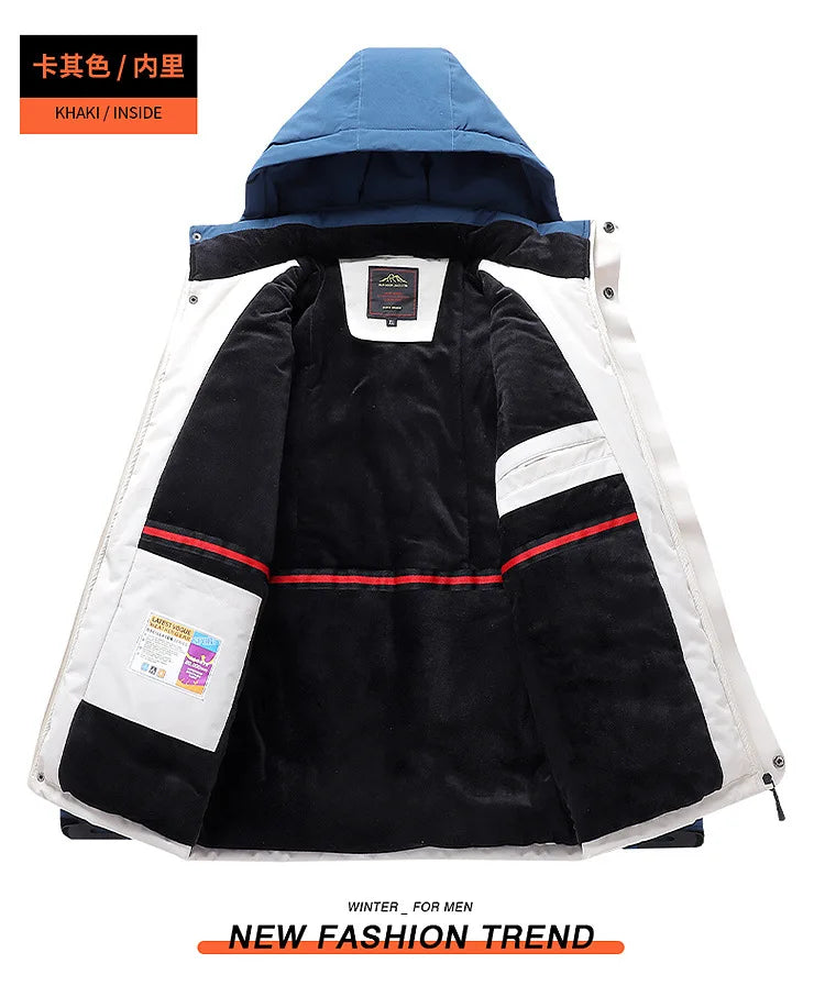 2024 Men's Winter Jacket Hooded Fleece Warm Parka Men Black Plush Coat Male Big Large Size Outerwear 9XL Windbreak Autumn Anorak