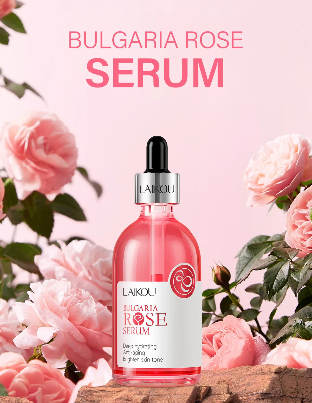 LAIKOU Cherry Blossom or Rose Essence Solution Moisturizing Facial Care Brighten Tighten Hydrating Repair Soothe Soften 100ml