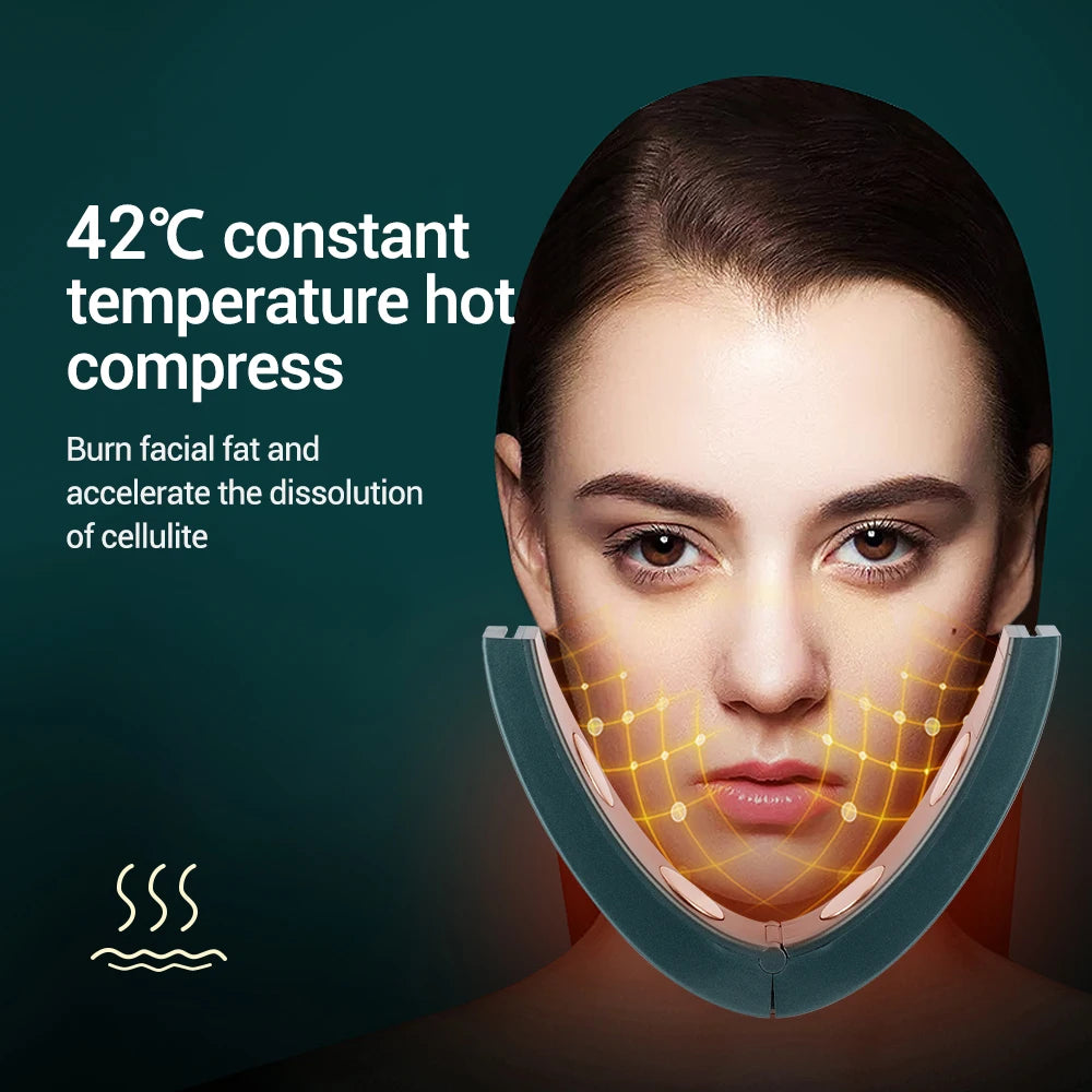 Facial Lifting Device Facial Slimming Vibration Massager Facial Heating Double Chin V Shape Lift Belt Face Hot Compress Massager