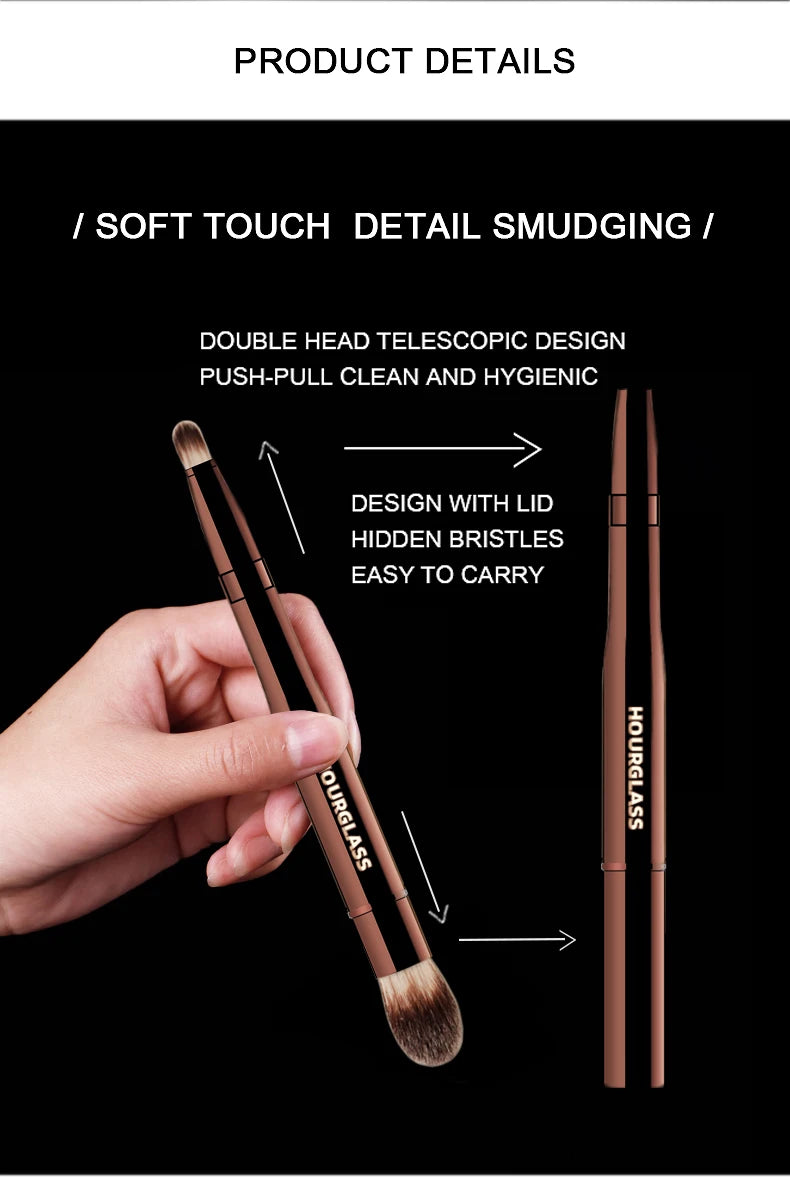 Hourglass Multifunctional Makeup Brush, Double-headed Brush for Facial Concealer and Highlight