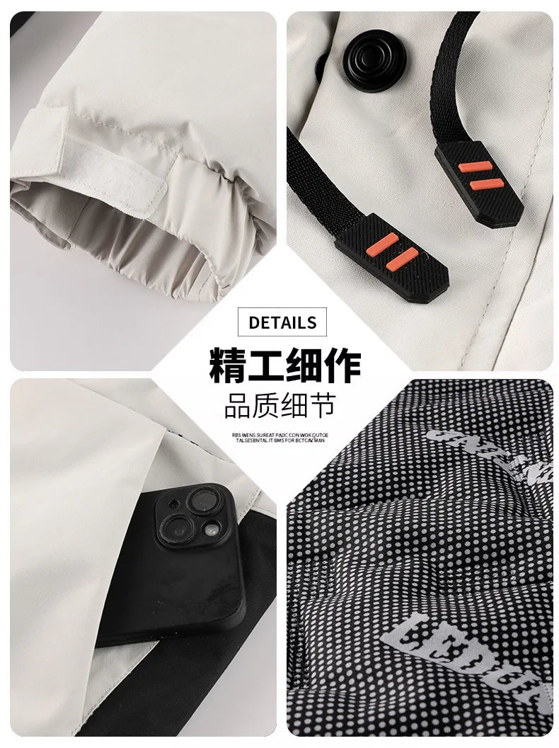 New men's thick padded jacket outdoor warm padded jacket winter men's large size hooded jacket waterproof