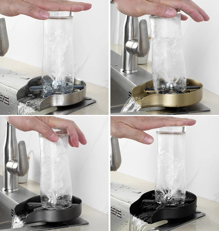 New Stainless Steel Cup Washer Glass Cleaner Bottle Washer Cup Cleaner for Kitchen Sink Restaurant Home Cafes