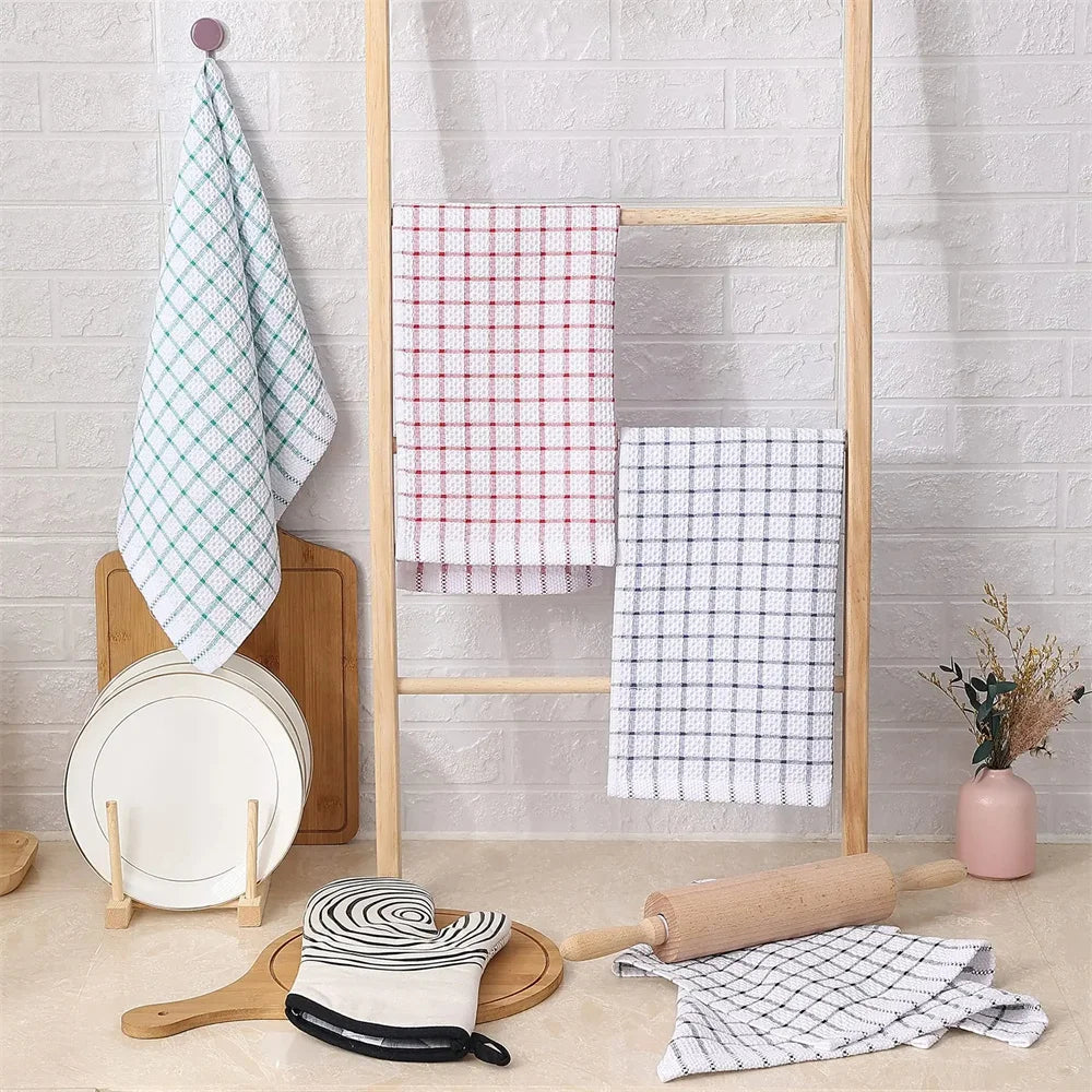 Homaxy 100% Cotton Kitchen Towel Soft Dishcloth Super Absorbent Kitchen Cloths Home Cleaning Scouring Towel Washing Dishes Cloth