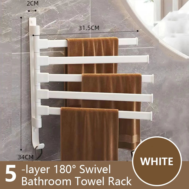 Bathroom Towel Rack Rotatable Towel Holder Space Aluminum 1/2/3/4/5-Bar Towel Hanger Kitchen Kitchen Hanging Wall Mounted