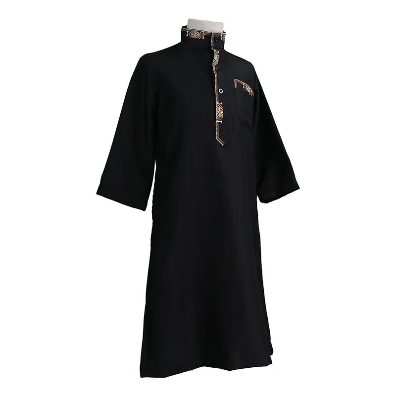 Ramadan Eid Muslim Kids Embroidery Robe Jubba Thobe Islamic Arab Boys Kaftan Children Abaya Traditional Clothes Turkey