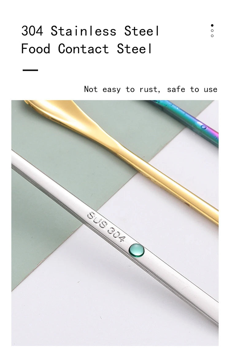 304 Stainless Steel Long Handle Stirring Spoon Coffee Tea Ice Spoon Bar Tableware Fashion Kitchen Tool Seasoning Mixing Dessert