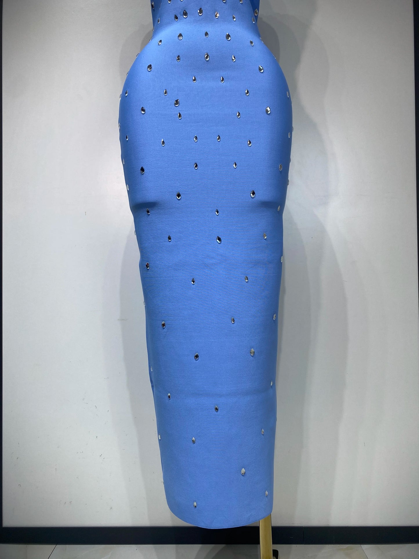 Women Sparkly Rhinestone Bandage Long Dress Elastic Sleeveless Bodycon High Street Evening Club Party Elegant Birthday Gowns