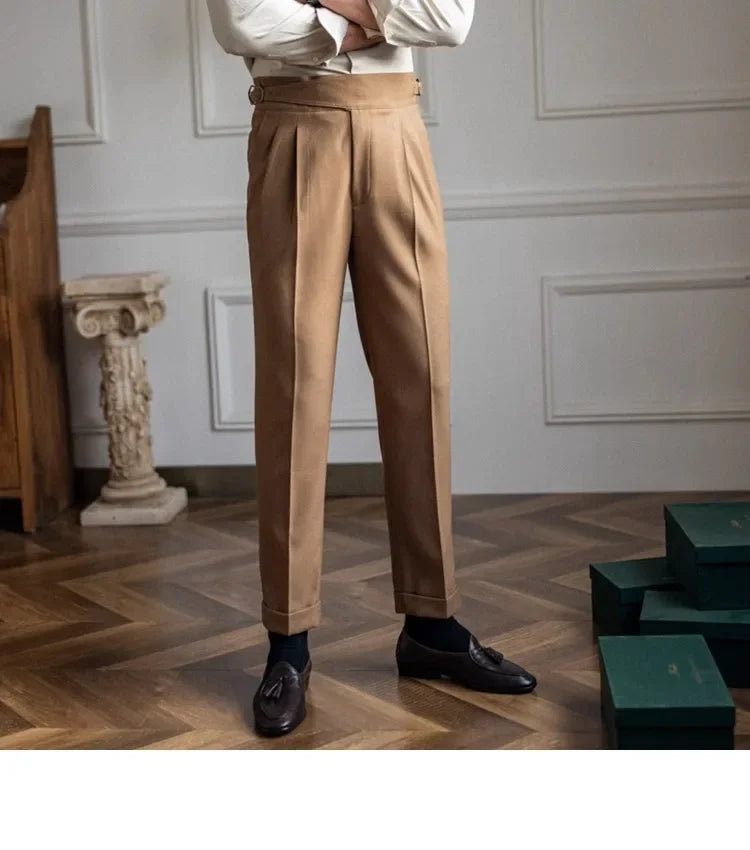 2023 Autumn/winter New Italian Style High-waisted Straight-leg Long Pants Casual Versatile Trousers For British Men