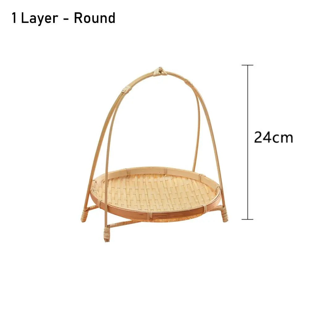 Bamboo Fruit Basket Standing Trays Serving Trays Woven Fruit Basket Bread Basket for Kitchen Dining Room Restaurant Picnics Desk