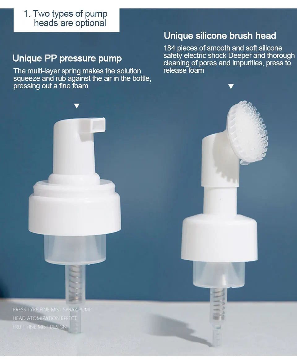 Soap Foaming Bottle Facial Cleanser Foam Maker Bottle with Silicone Clean Brush Portable Facewashing Mousse Foam Bottles