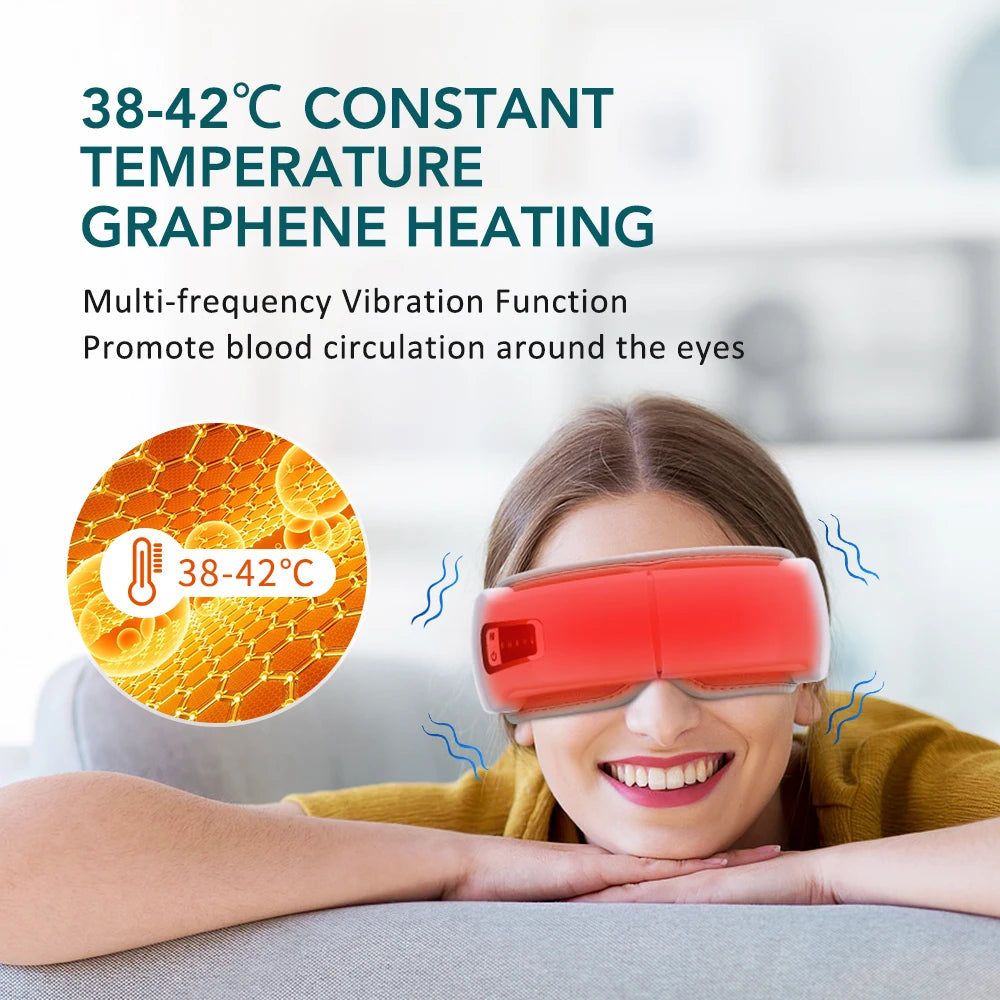 Electric Eye Massager Hot Compress Vibration Massage Bluetooth Music Relief Stress Fatigue Relax Foldable Eye Care Smart Glasses