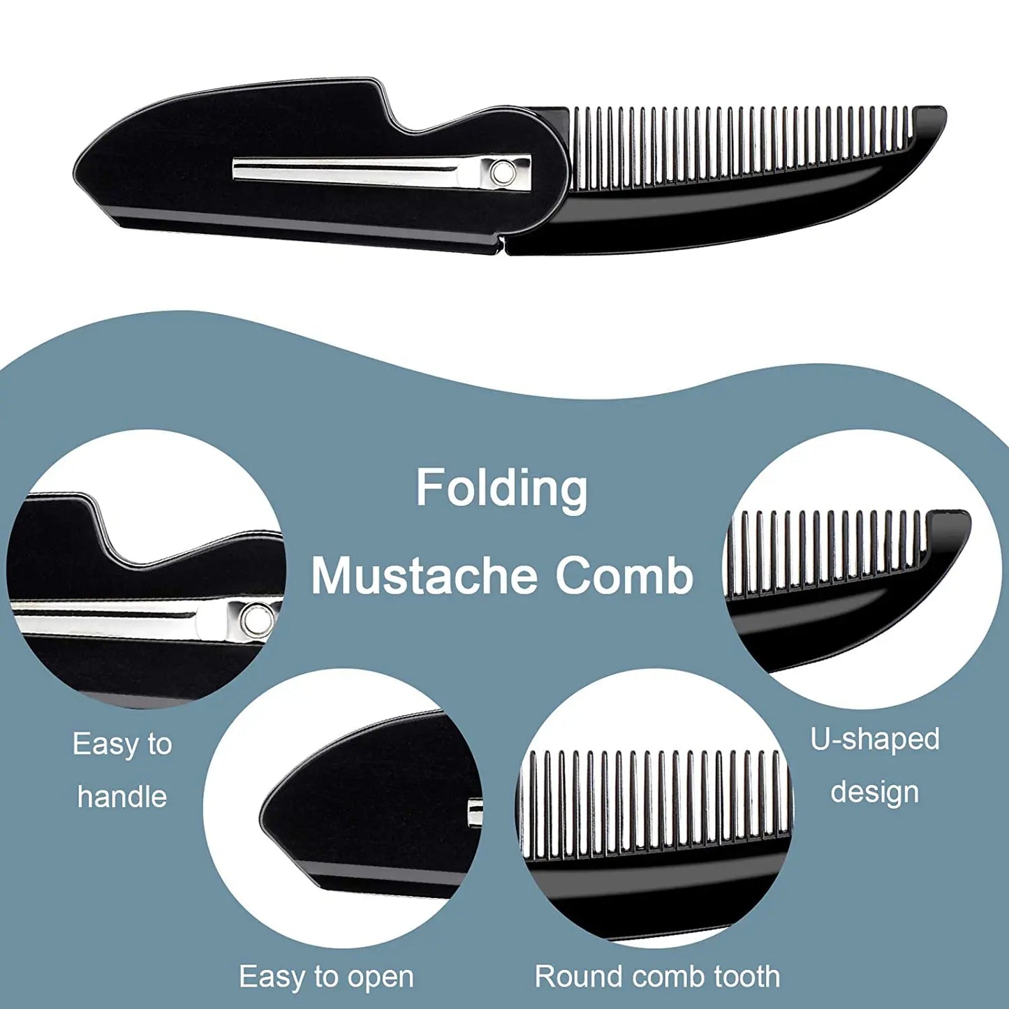 Men Shaving Bamboo Brush Comb Set Boar Bristle Portable Barber Beard Brush Comb Scissors for Facial Cleaning Styling Tool