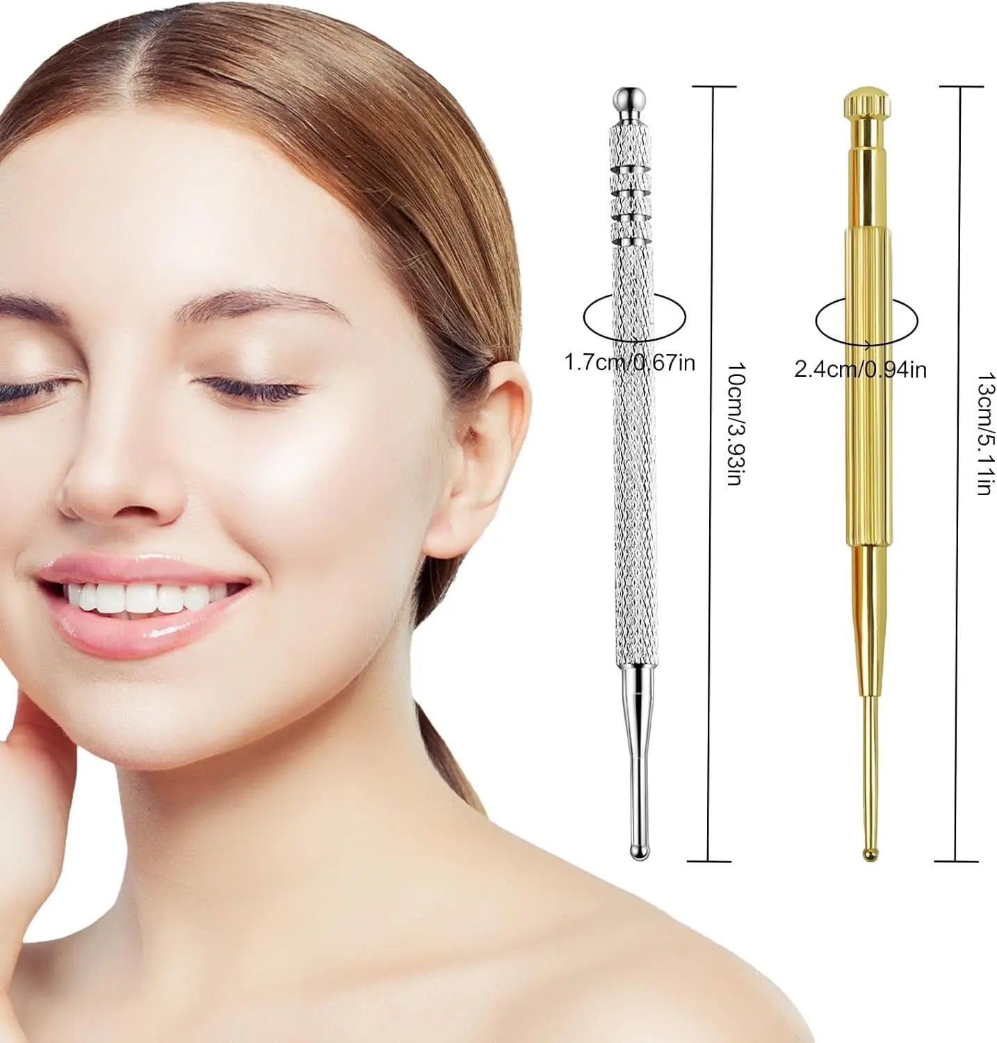 2PCS Facial Reflexology Massage Tool Retractable Acupuncture Pen Deep Tissue Massage Ear and Body Point Probe Pen for Home SPA