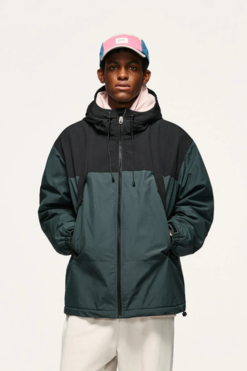 INFLATION Winter Arctic Velvet Inner Parkas Unisex High Neck Windproof Cotton Padded Hooded Jacket Mens Outdoor Coat