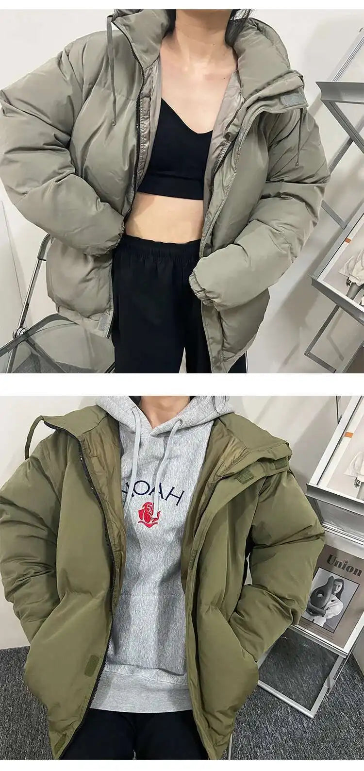 PFHQ Men Cotton Jacket High Street Trendy Winter Bread Coat 2024 Stand Collar Solid Color Long Sleeve Male Tops Casual 21Z7546