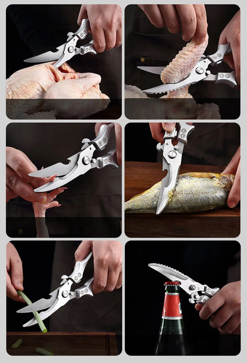 Professional Chicken Bone Scissors Upgraded Poultry Shears Cutter Stainless Steel Turkey Meat Fish Vegetables Kitchen Scissors