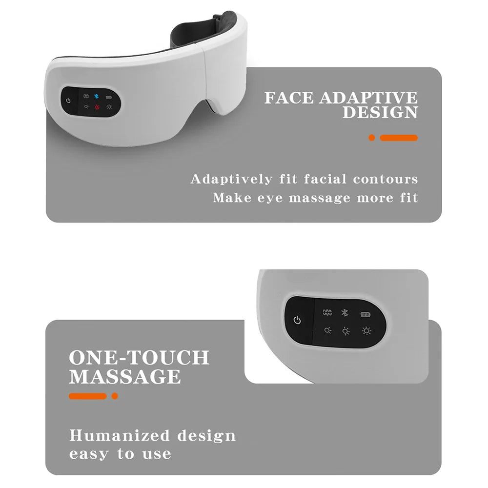 Electric Eye Massager Hot Compress Vibration Massage Bluetooth Music Relief Stress Fatigue Relax Foldable Eye Care Smart Glasses