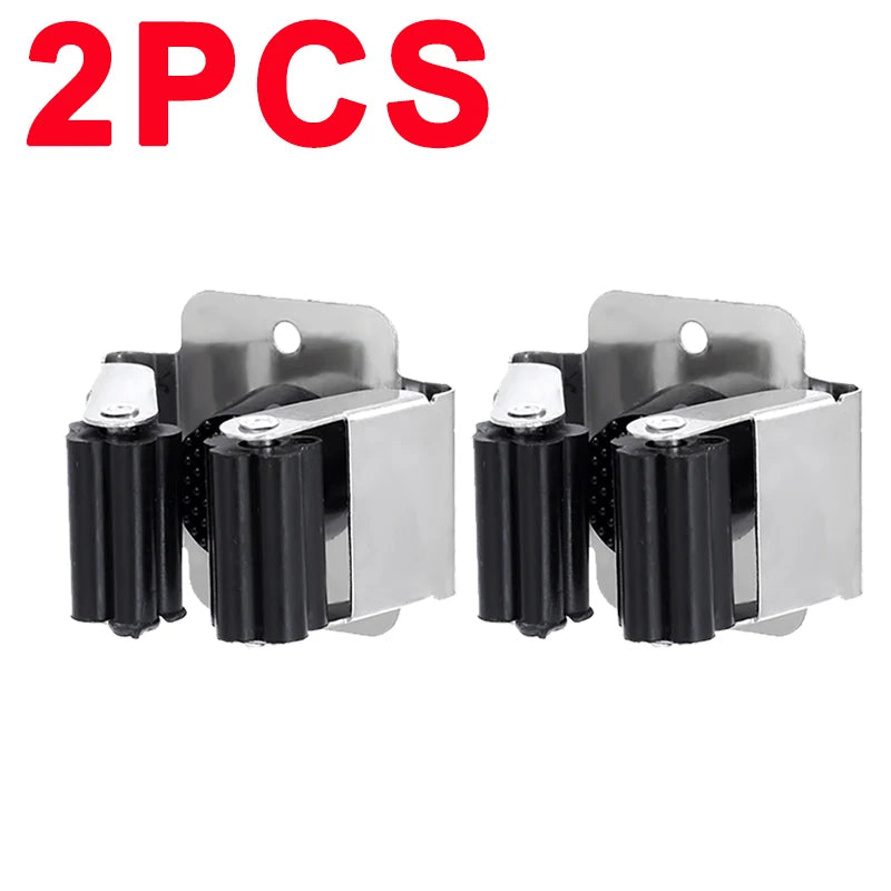 Multi-Purpose Mop Storage Hooks Wall Mounted Punching Type Mop Broom Organizer Holder Rack With Screws Kitchen Bathroom Supplies