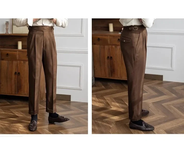 2023 Autumn/winter New Italian Style High-waisted Straight-leg Long Pants Casual Versatile Trousers For British Men