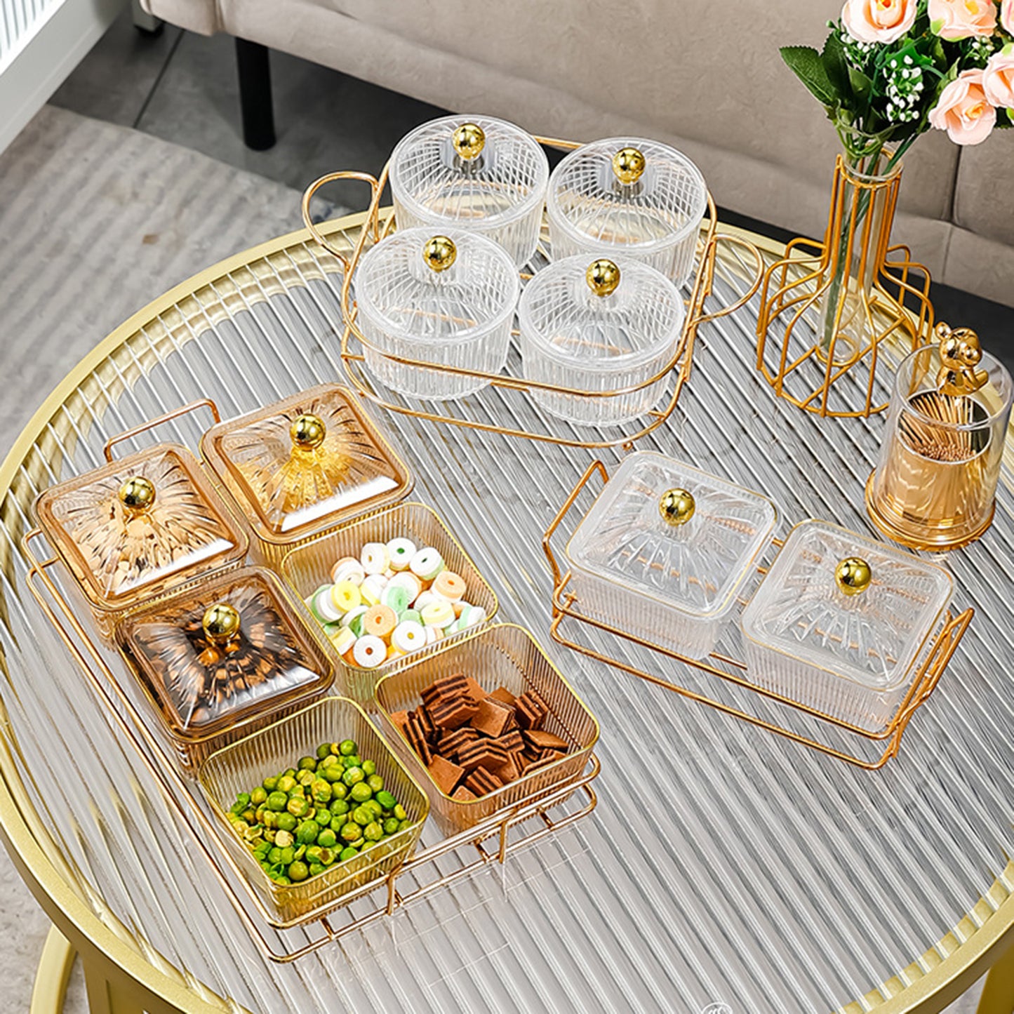 Household Fruit Serving Tray Snack Storage Boxes Large Capacity Stackable Containers for Living Room Bedroom Kitchen Dorms