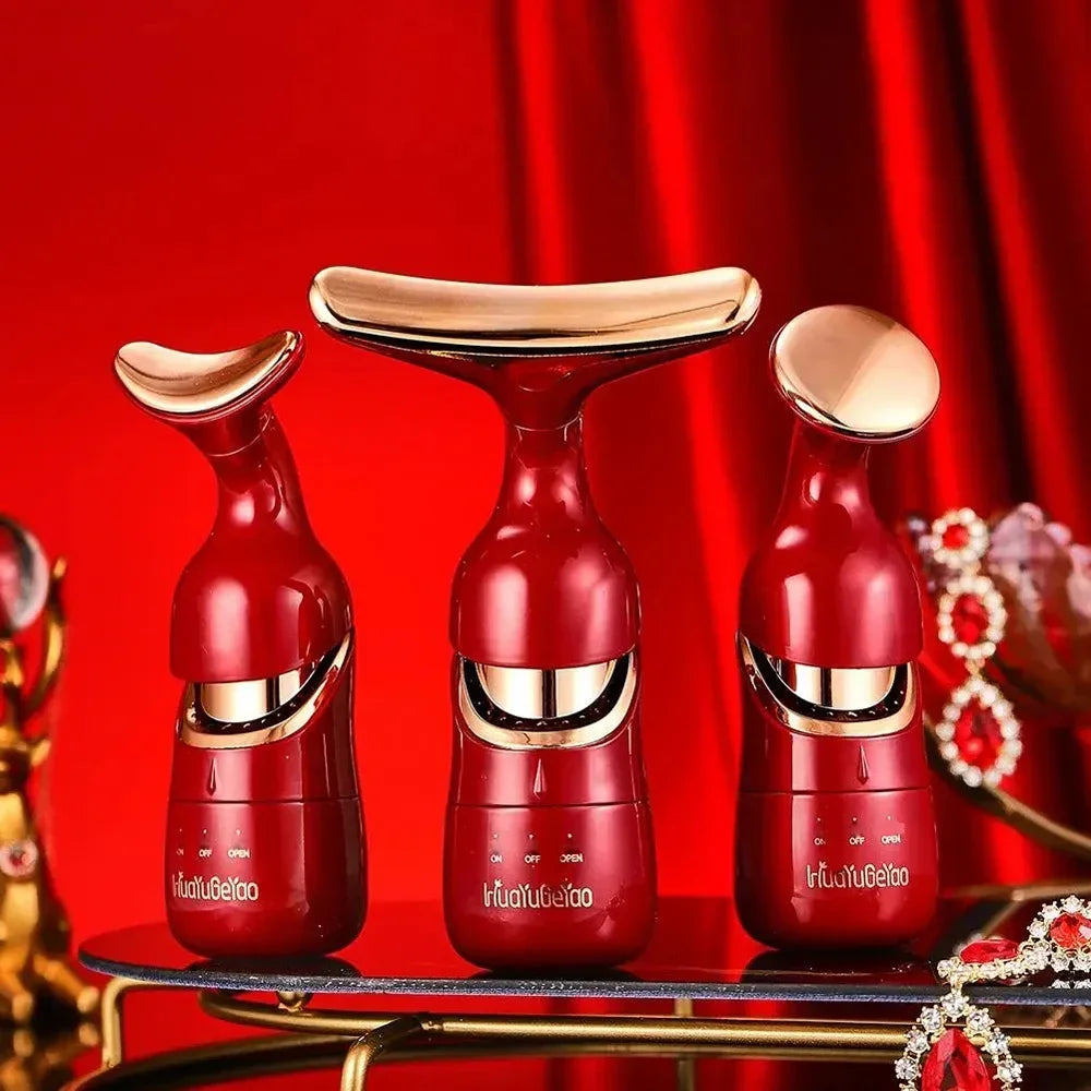 3 In 1 Face Massager Neck Facial Eye Massage Introducer Microcurrent Skin Rejuvenation Anti Aging Beauty Device BEAUTY TOOLS