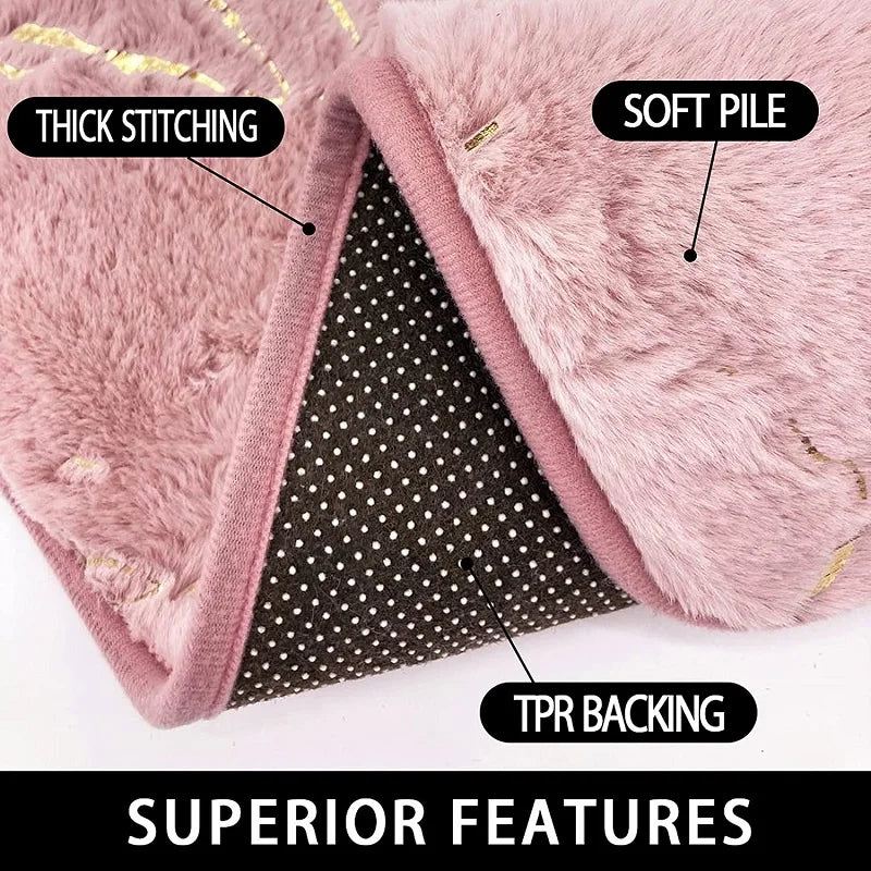 Inyahome Bath Mats for Bathroom Luxury White and Gold Non Slip and Soft Bathroom Rug Absorbent Bath Rug Decor for Kitchen Indoor