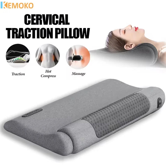 Electric Neck Massage Pillow Heating Shiatsu Vibration Neck Massager Back Cervical Traction Shiatsu Memory Foam Spine Support