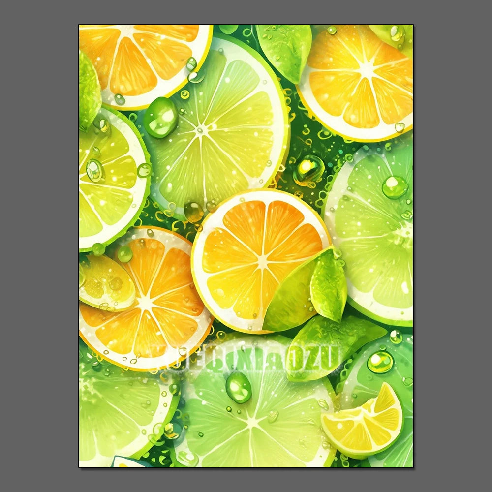 Fruit Diamond Painting Strawberry Lemon Picture Full Diamond Mosaic Cross Stitch Kit Art DIY Kitchen Restaurant Home Decoration