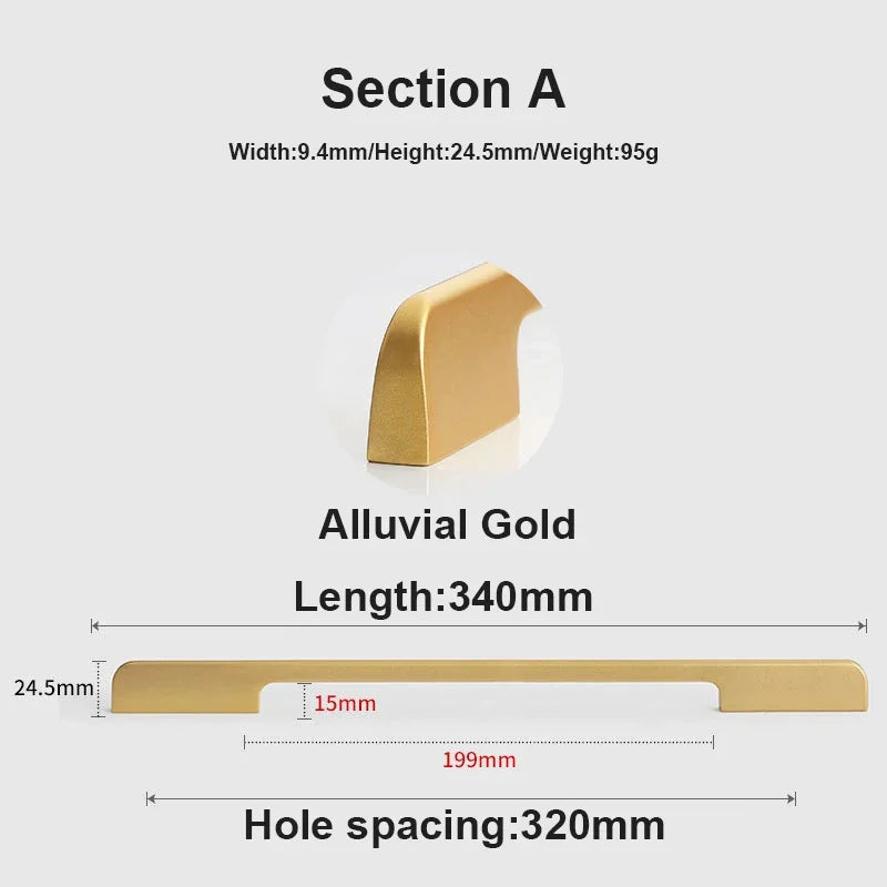 JUIDINTO 1pc Aluminium Cabinet Handle Pulls Black Handle 96-320mm Kitchen Drawer Handle for Furniture Wardrobe Closet