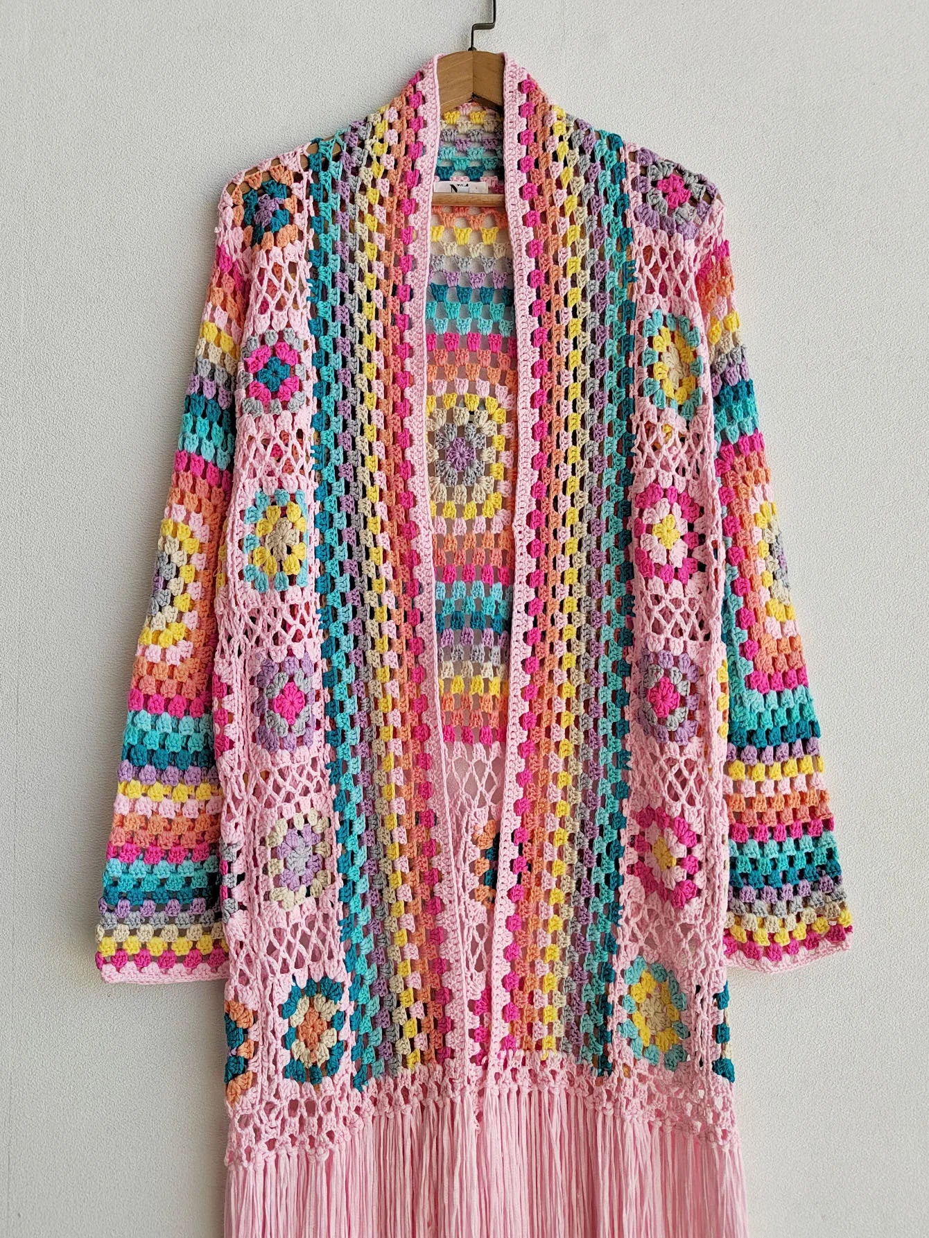 Crochet Knitted Women Cardigan Cover Ups Tassel Plaid Long Coat Bohemian 2023 Summer Beach Bikini Covers Sexy Hook Vestidos