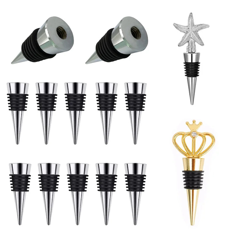 Zinc Alloy Wine Bottle Stopper Rubber Wine Stoppers Reusable Bottle Stoppers for Kitchen, Bar, Gifts, Holiday Party, Wedding