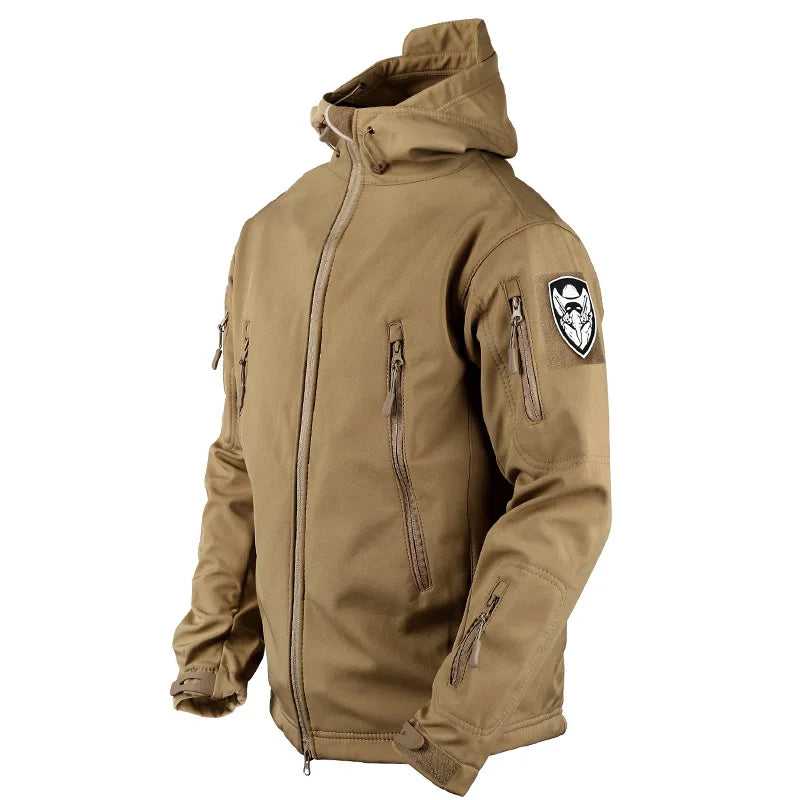 Winter Tactical Sets Men Outdoor Work Fleece Jacket Waterproof Shark Skin Soft Shell Hooded Jacket Multi-pocket Cargo Pant 2 Pcs