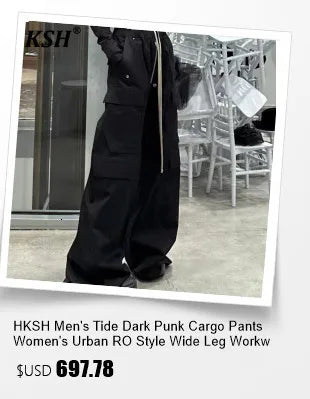 HKSH Autumn Winter Men's Tide Dark V-neck Cotton Jacket Women Splice Fur Patchwork Sleeveless Vest Zipper Chic Down Coats HK2466