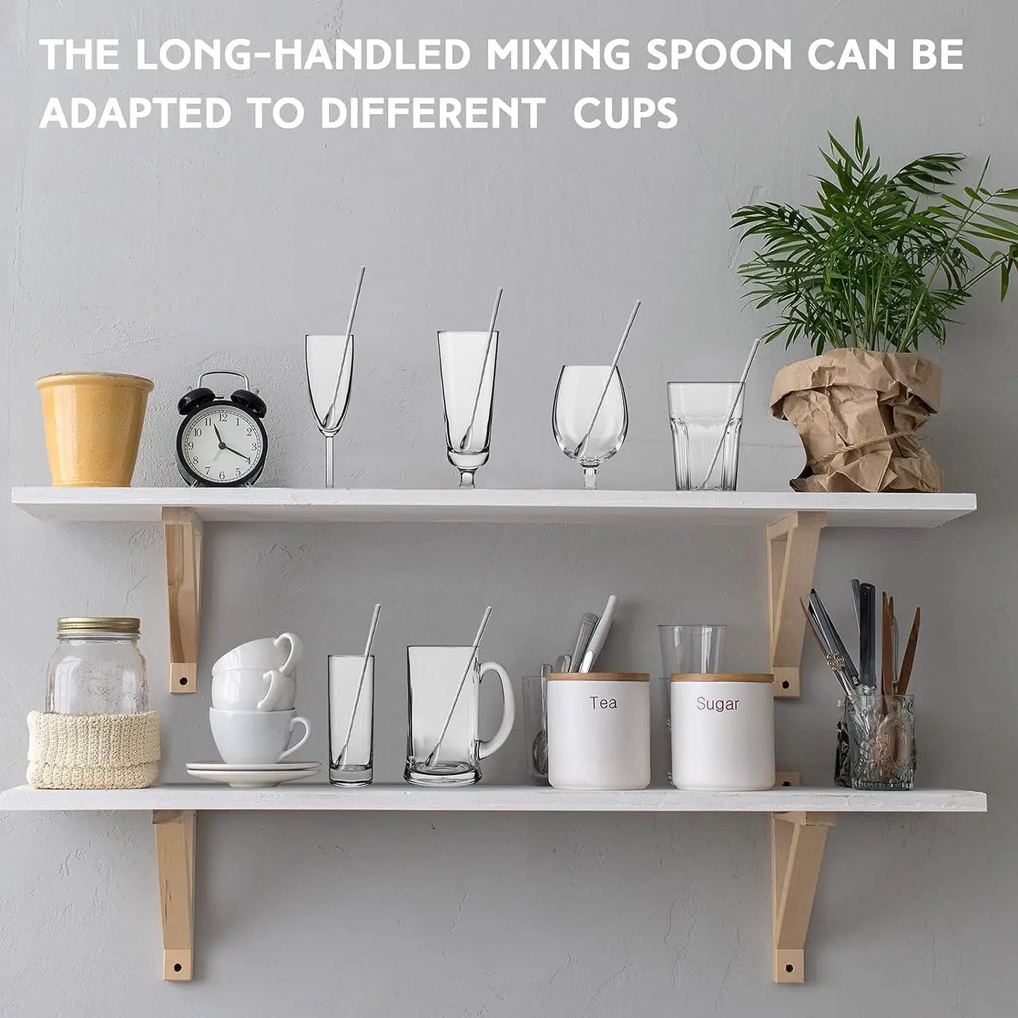 304 Stainless Steel Long Handle Stirring Spoon Coffee Tea Ice Spoon Bar Tableware Fashion Kitchen Tool Seasoning Mixing Dessert