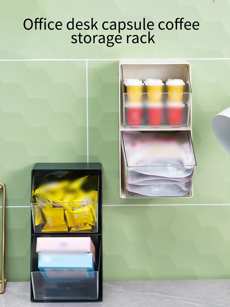 1PC Tea Bag Organizer Drawer Rack Coffee Organizer Office Milk Mask Lipstick Cosmetics Rack Kitchen Dormitory Essential
