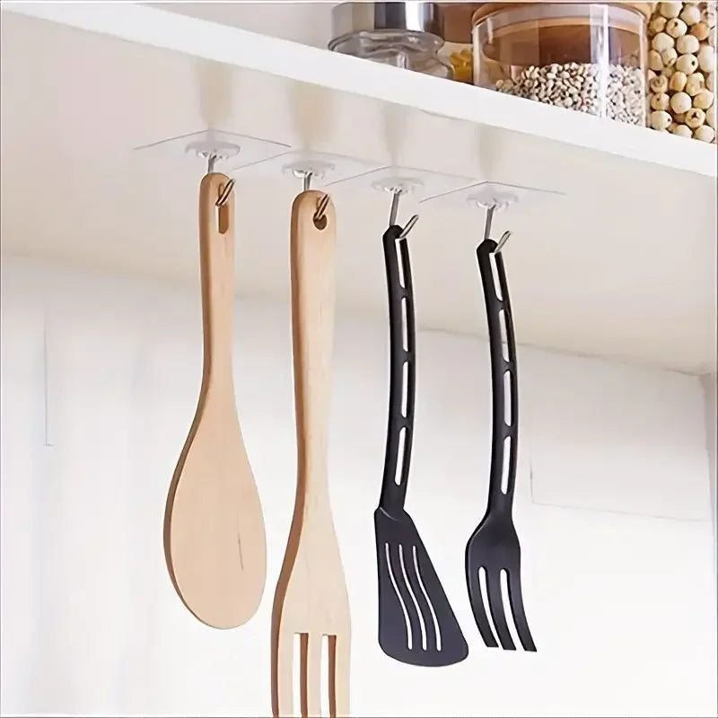 100PcsTransparent Self adhesive wall hooks Multi-Purpose Wall Hook Key Holder Towel Holder For Kitchen Bathroom Accessories