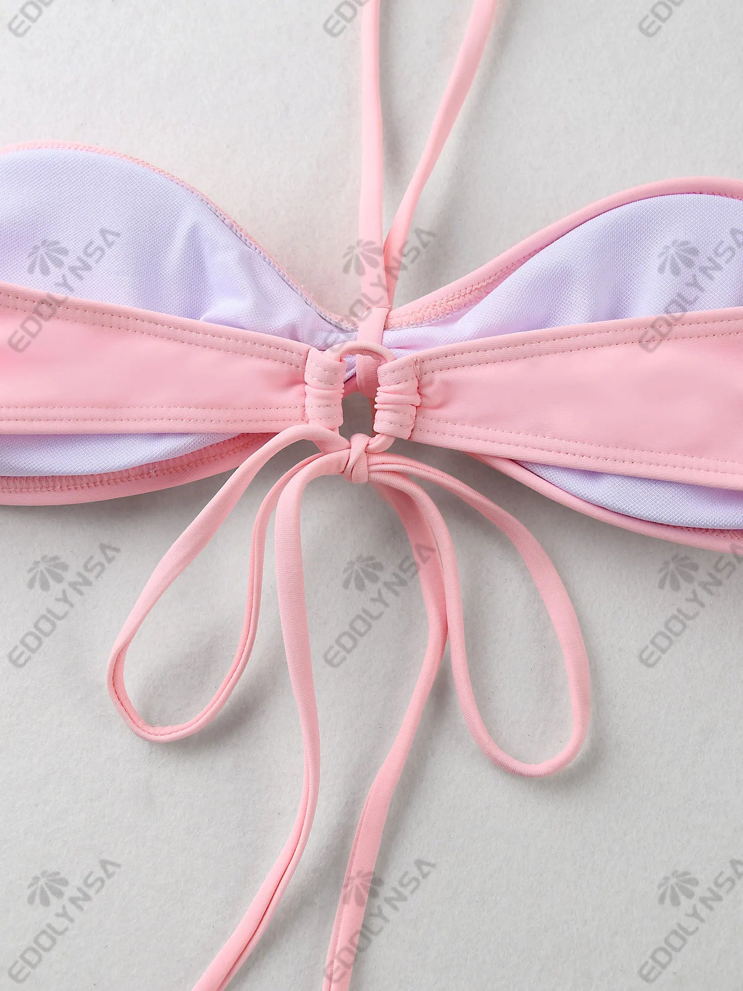 3 Piece Bikini Set 2025 Sexy Pink Swimwear Halter Bathing Suit with Sheer Skirt Beachwear Female Vacation Dresses Swimsuit K193