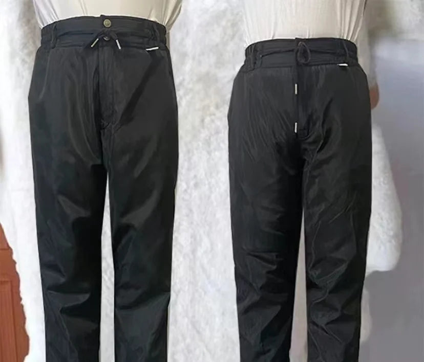 Real Wool Pants High Waist Thicken Thermal Trousers Inner 100% Sheepskin Hair Warm Pant Middle Aged Elderly Father Winter Pants