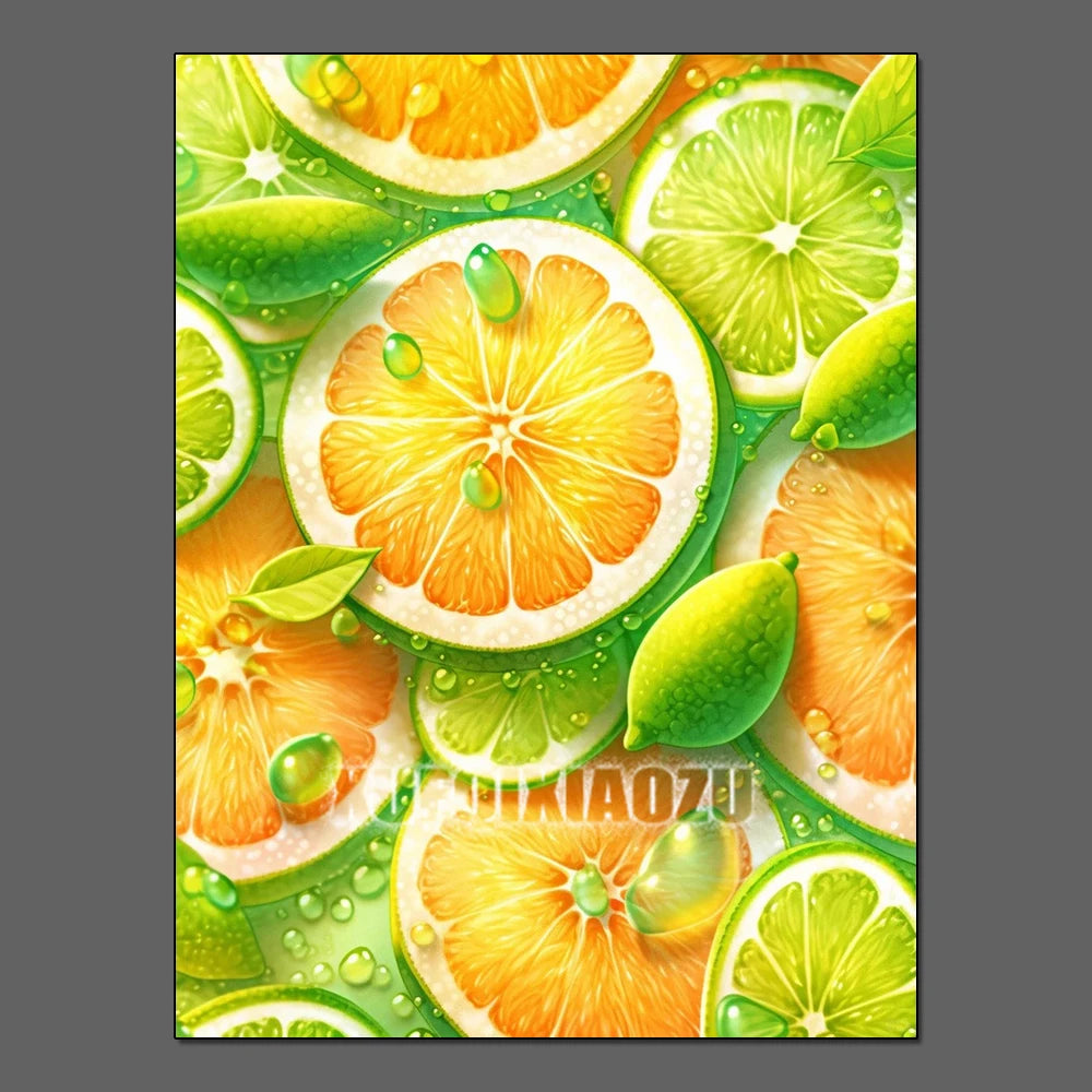 Fruit Diamond Painting Strawberry Lemon Picture Full Diamond Mosaic Cross Stitch Kit Art DIY Kitchen Restaurant Home Decoration