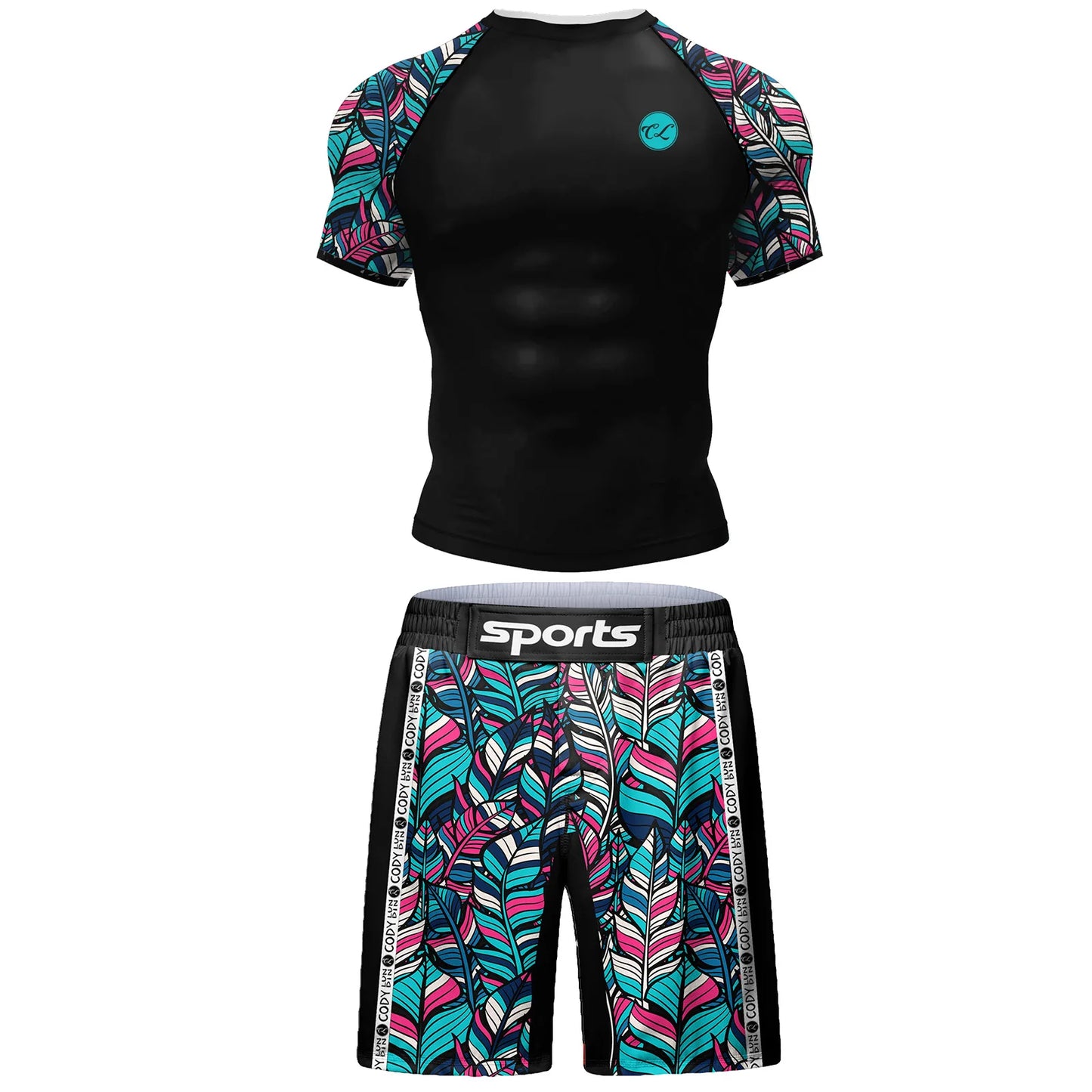 Popular Beach Surf Wear Short Sets For jiu jitsu Bjj No Gi Rashguard+Grappling Shorts Cool Westling stretchy Running Gym Clothes