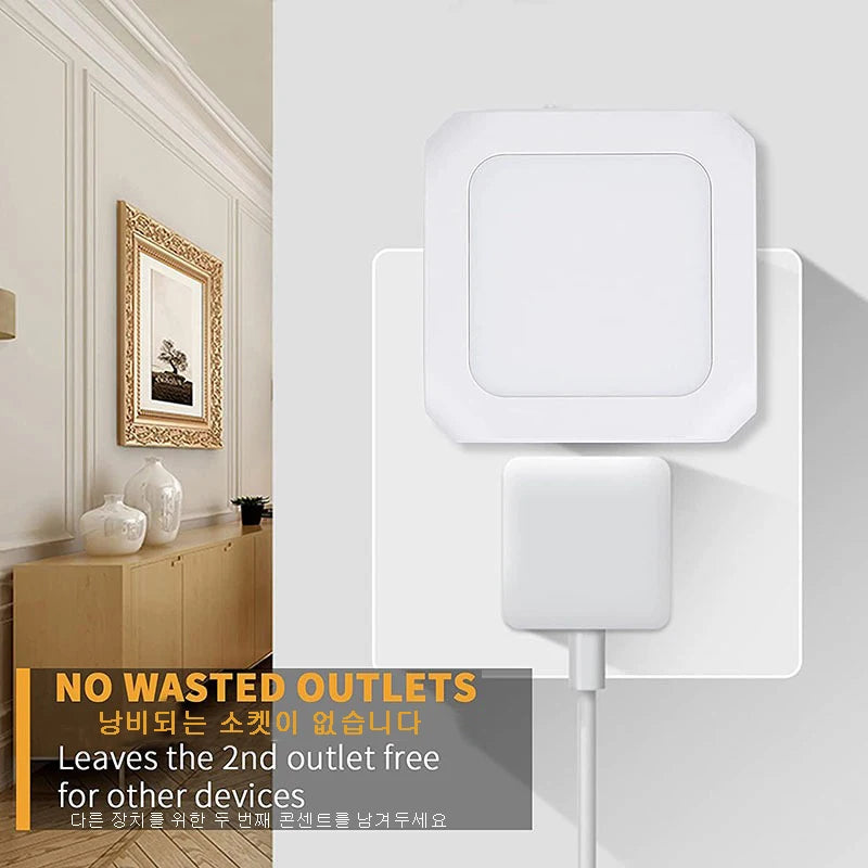 LED Plug in Night Lights Light Control Sensor Lamp Dimmable Energy Saving Lamp Under Cabinet light for Kitchen Aisle WC Bedroom